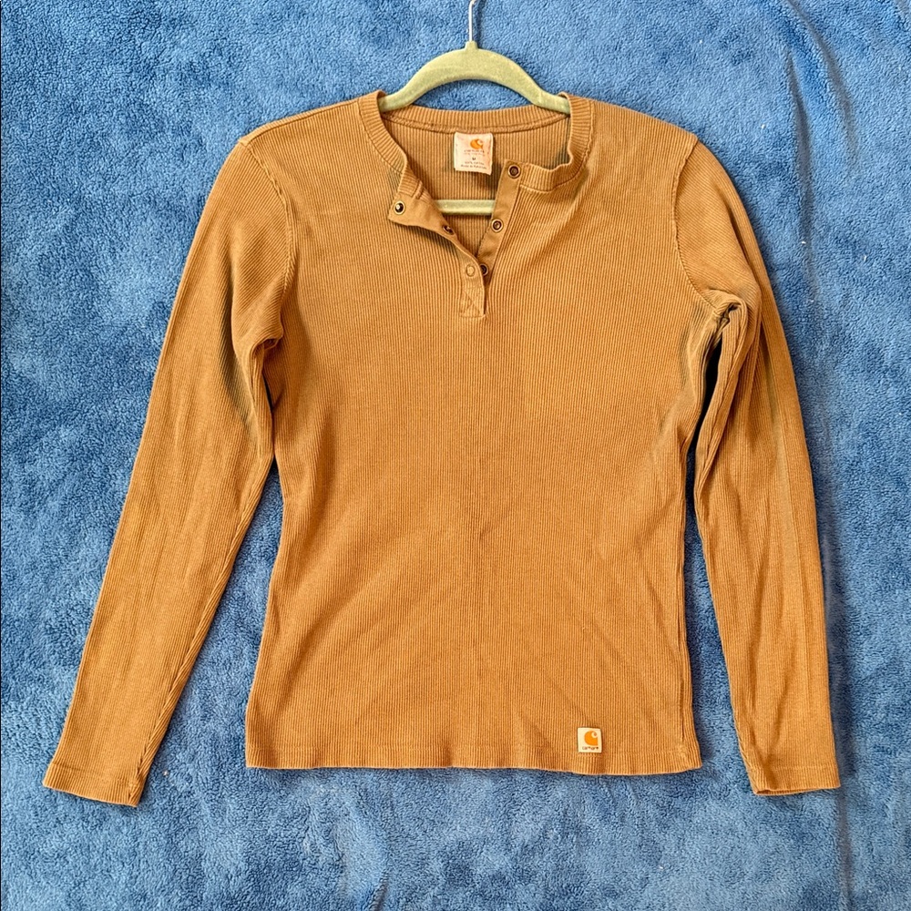 Carhartt Tan Long Sleeve Henley Shirt